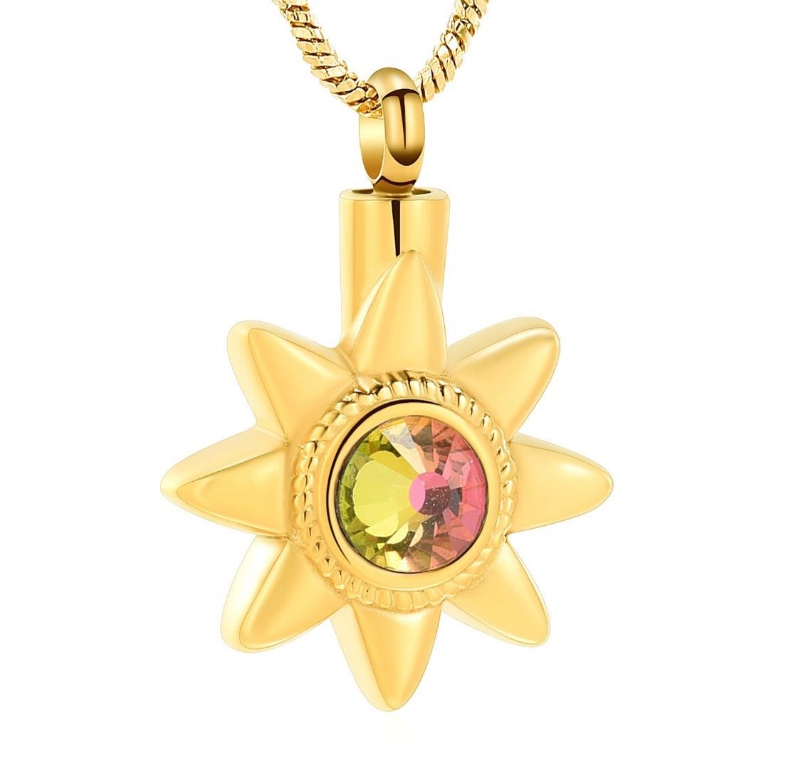 Gold Flower Ashes Necklace Pendant