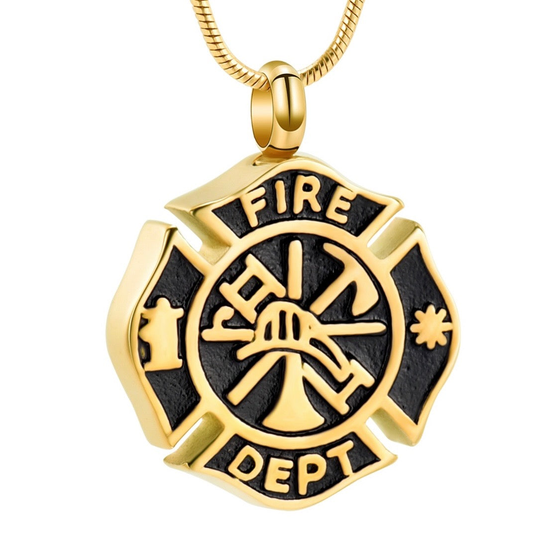Black Gold Fireman Ashes Necklace Pendant