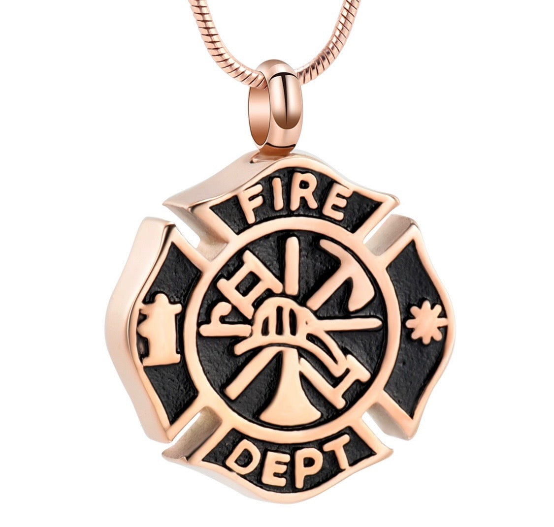 Rose Gold Fireman Ashes Necklace Pendant