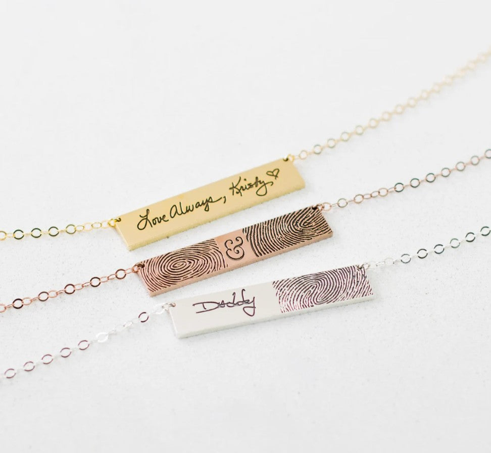Custom Fingerprint Bar Necklace