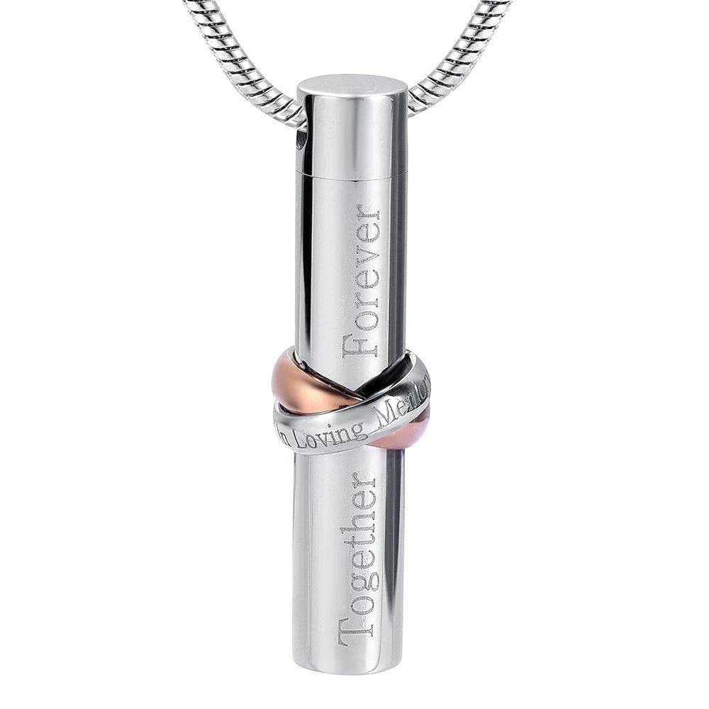 #054 Together Forever Cremation Necklace Pendant Jewelry Never Forget You