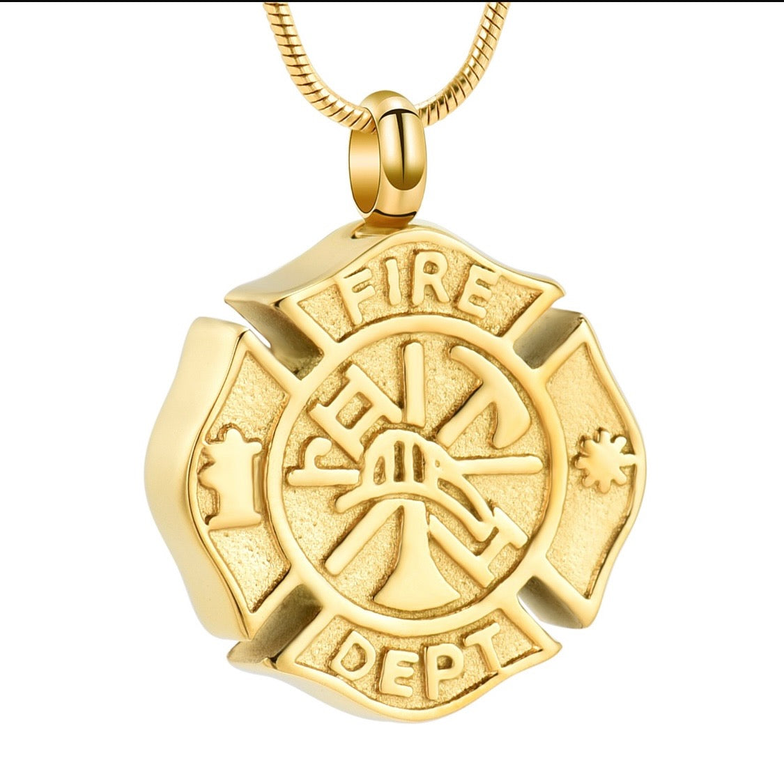 Gold Fireman Ashes Necklace Pendant