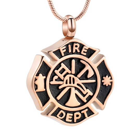 Rose Gold Fireman Ashes Necklace Pendant