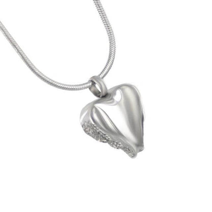 #060 Heart Wings Cremation Necklace Pendant Jewelry Never Forget You