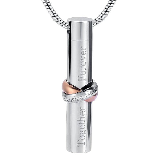 #054 Together Forever Cremation Necklace Pendant Jewelry Never Forget You